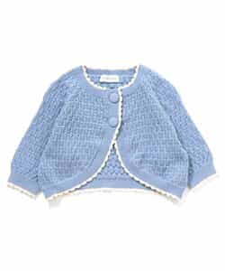 ★SALE★透かし編み配色ニットカーディガン_マシンウォッシャブル