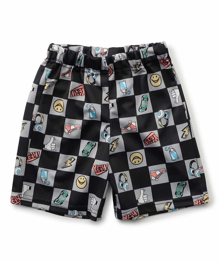 サラッと履ける総柄メッシュハーフパンツ_水陸両用_速乾  5分丈