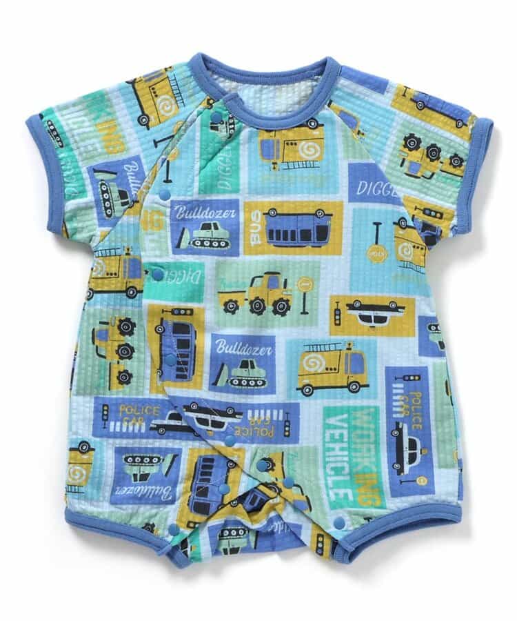 ★SALE★はたらくくるまブロック柄ロンパス