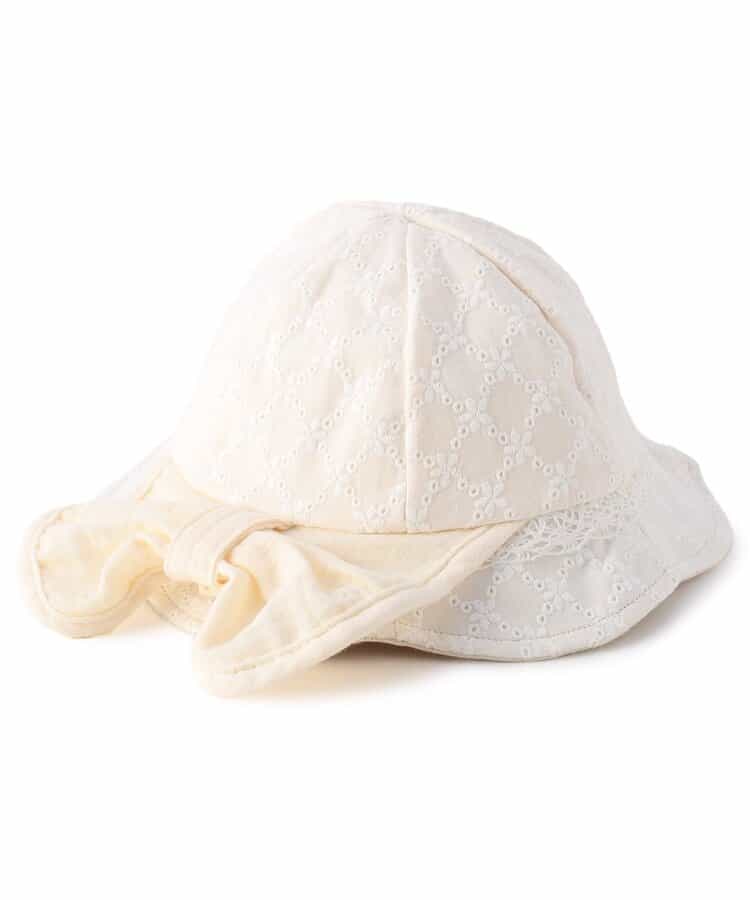 ★SALE★ベビー リボン日よけ付きレースハット