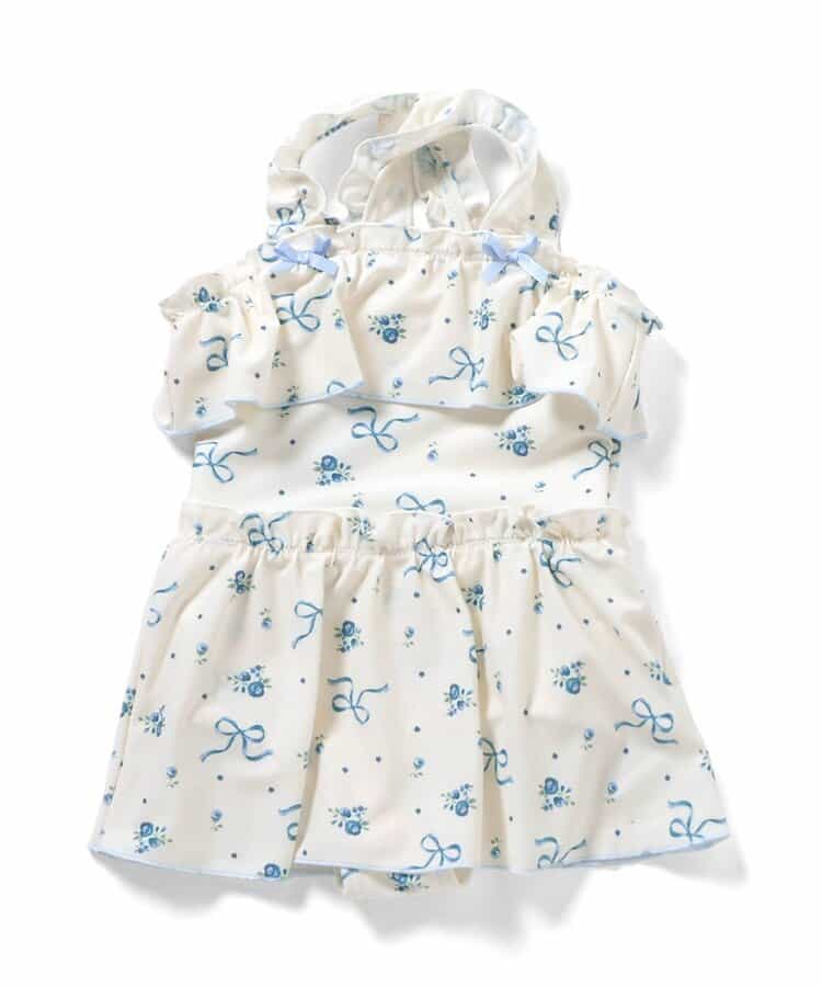 リボン小花総柄ワンピース水着_UVカット