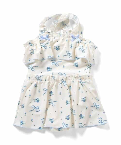 リボン小花総柄ワンピース水着_UVカット