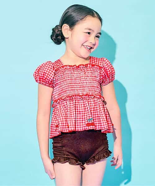 肩がズリ落ちにくい　フルーツモチーフセパレート水着_UVカット