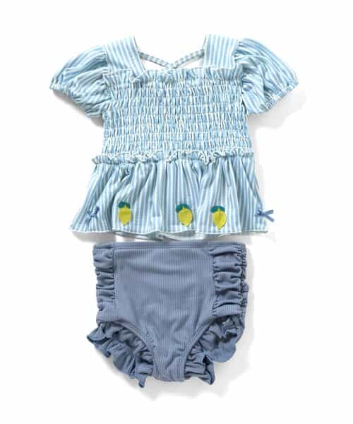 肩がズリ落ちにくい　フルーツモチーフセパレート水着_UVカット