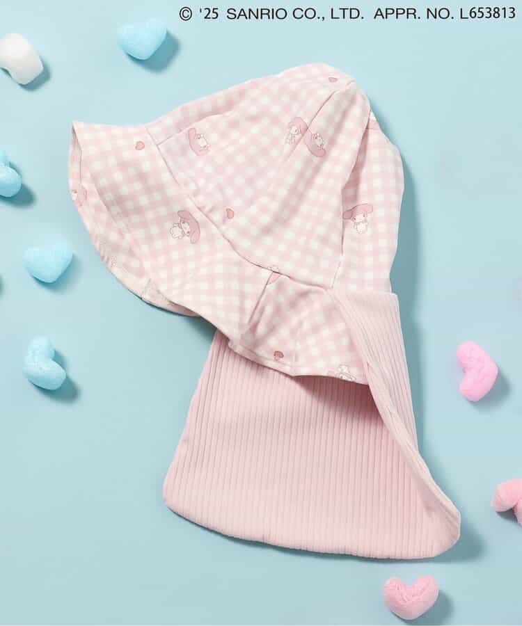 ★SALE★【マイメロディ・クロミ】ギンガムリボン日よけ付きスイムハット_UVカット