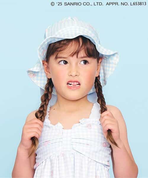 ★SALE★【マイメロディ・クロミ】ギンガムリボン日よけ付きスイムハット_UVカット
