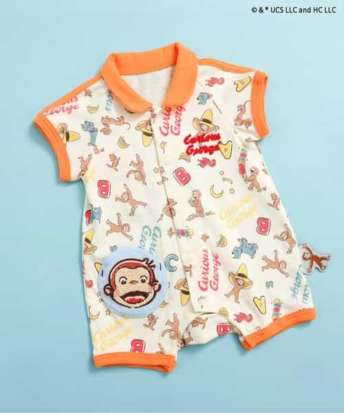 ★SALE★【おさるのジョージ】総柄ロンパス_接触冷感