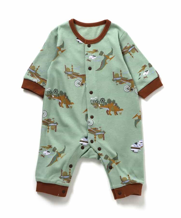 【リンク】恐竜柄スムースカバーオール