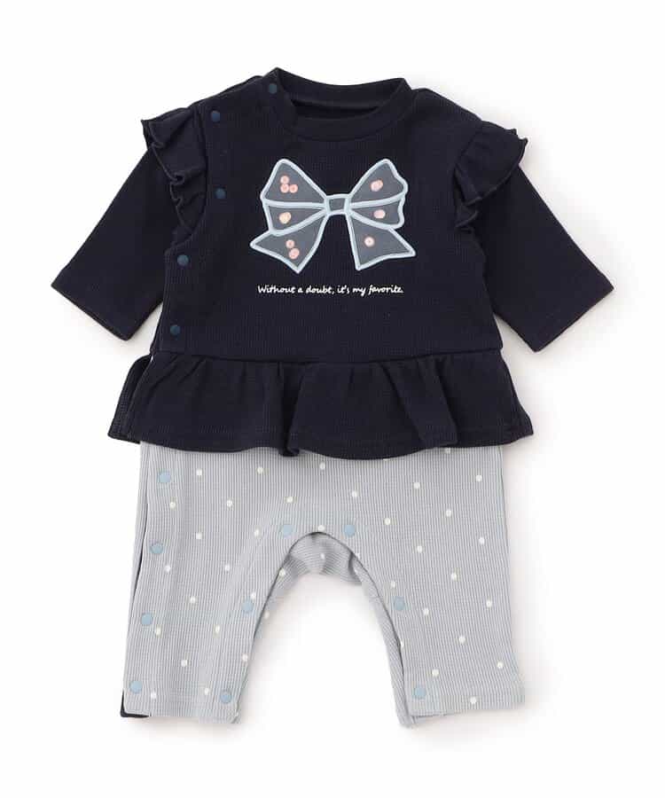 【リンク】スパンコール入りモチーフワッフルカバーオール