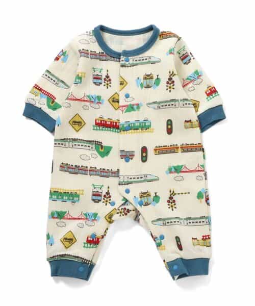 【リンク】電車柄ニットキルトカバーオール