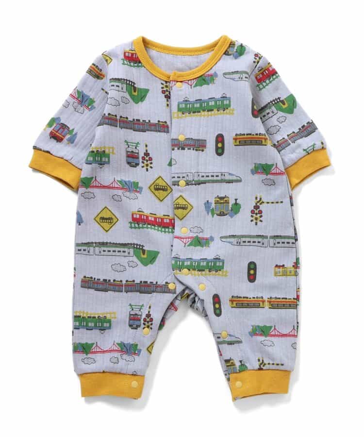 【リンク】電車柄ニットキルトカバーオール