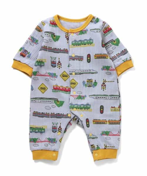 【リンク】電車柄ニットキルトカバーオール