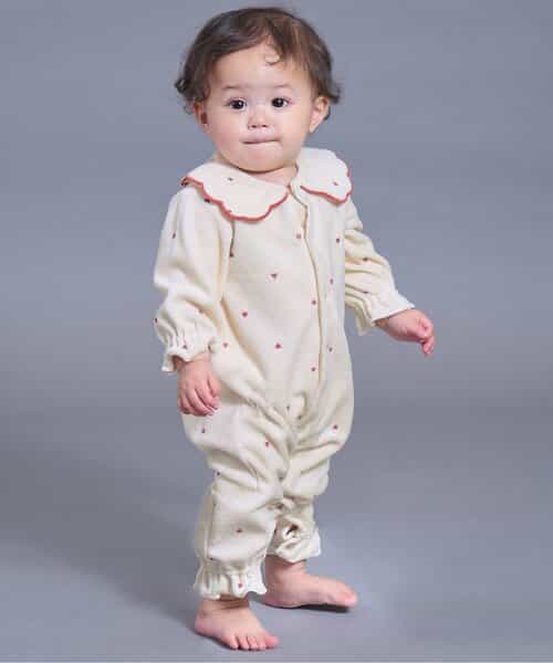 【リンク】ハート柄ふんわりベロアカバーオール