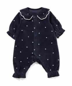 【リンク】ハート柄ふんわりベロアカバーオール