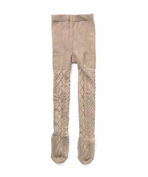 ケーブル編みウエストハグタイツ