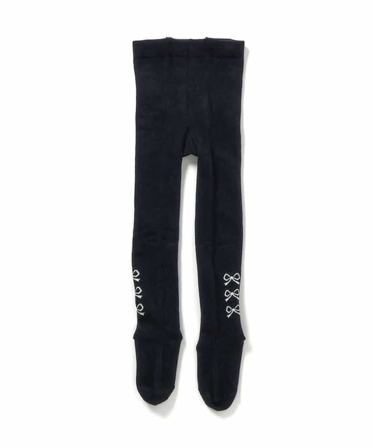 サイドリボン柄ウエストハグタイツ