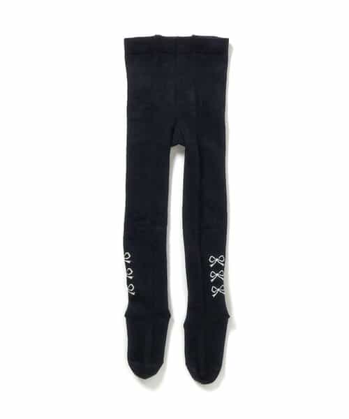 サイドリボン柄ウエストハグタイツ