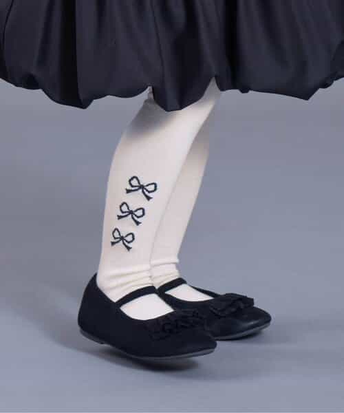 サイドリボン柄ウエストハグタイツ