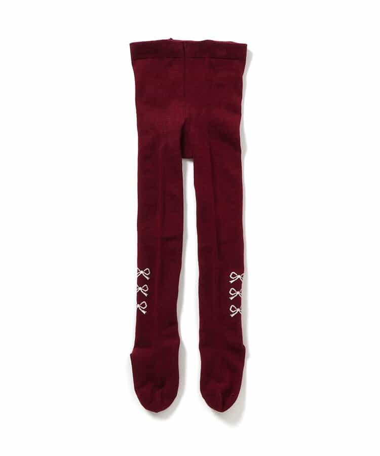 サイドリボン柄ウエストハグタイツ