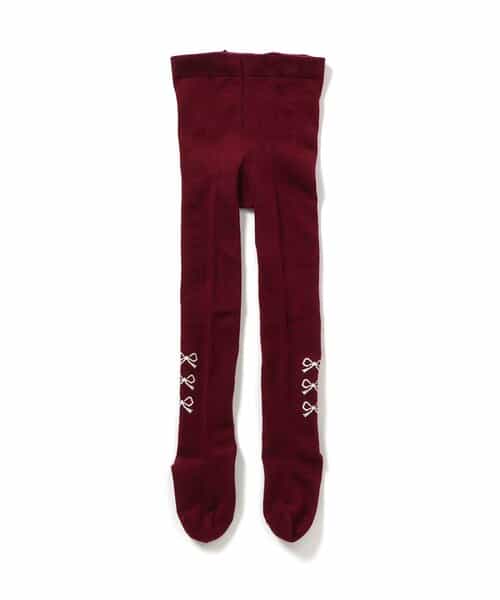 サイドリボン柄ウエストハグタイツ