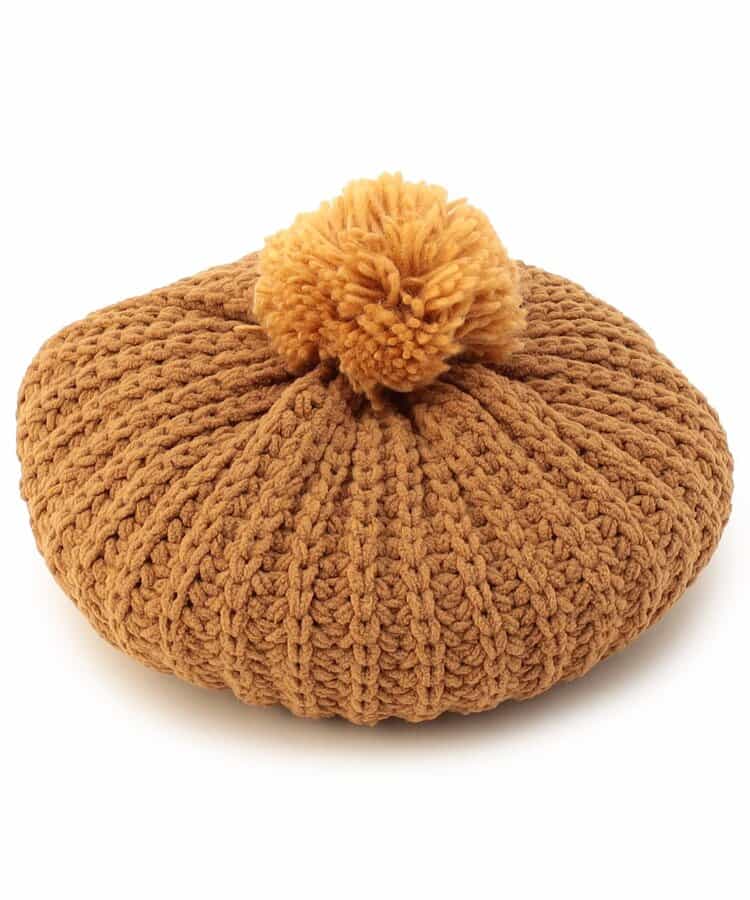 梵天付きモールニットベレー帽