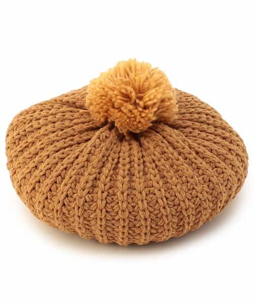 梵天付きモールニットベレー帽