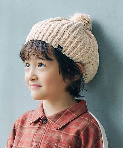 梵天付きモールニットベレー帽