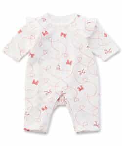 【リンク】リボン柄ニットキルトカバーオール