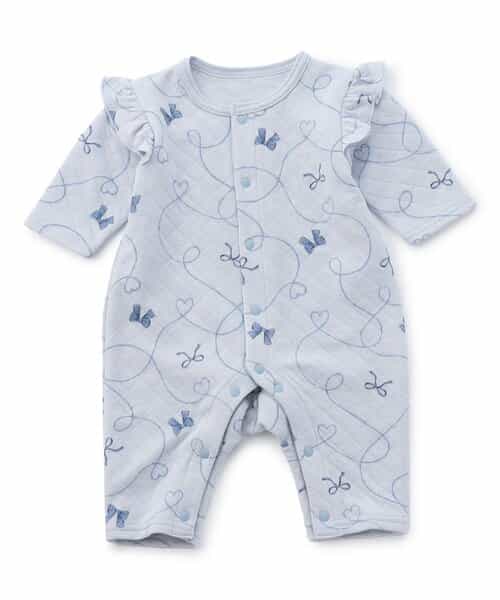 【リンク】リボン柄ニットキルトカバーオール