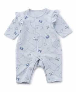 【リンク】リボン柄ニットキルトカバーオール