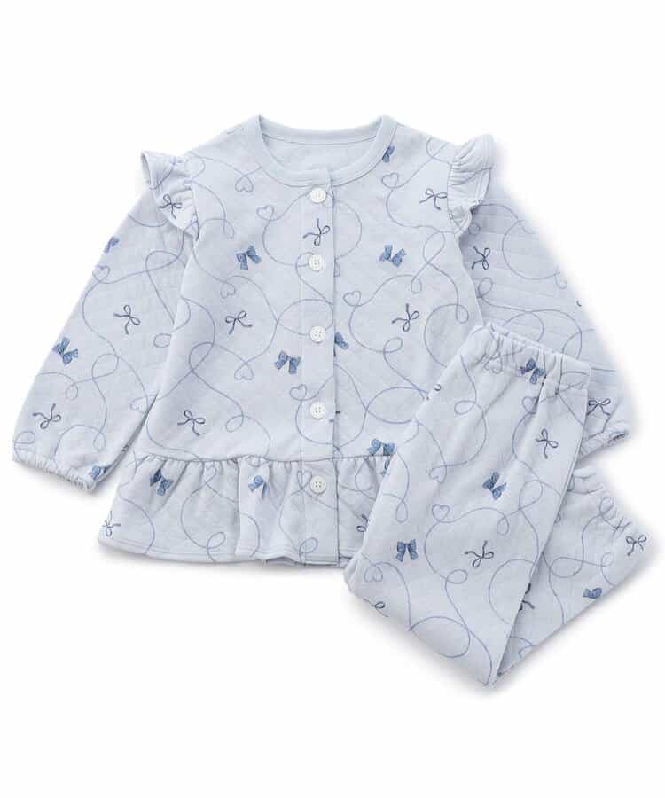 【リンク】リボン柄ニットキルトペプラムパジャマ