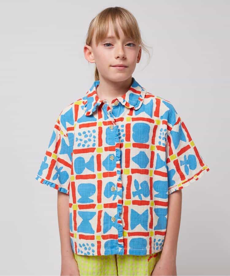 Geometric Game all over woven shirt【キッズ】