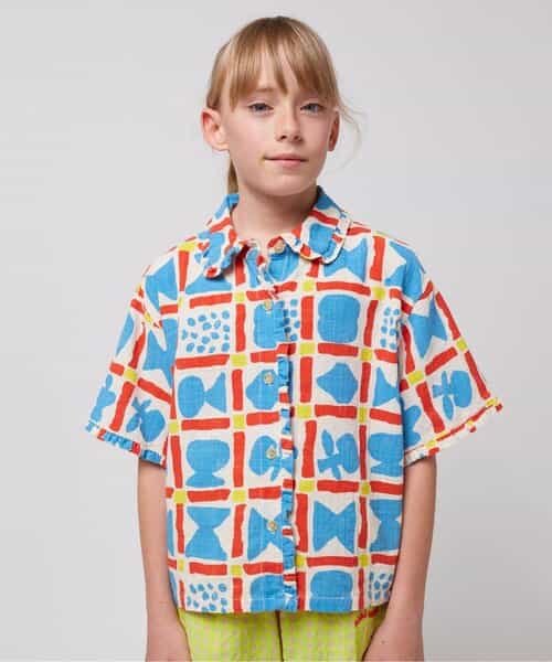 Geometric Game all over woven shirt【キッズ】