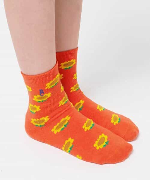 ☆1/8(木)21時～3点10％OFF☆Sunflower all over short socks【キッズ】