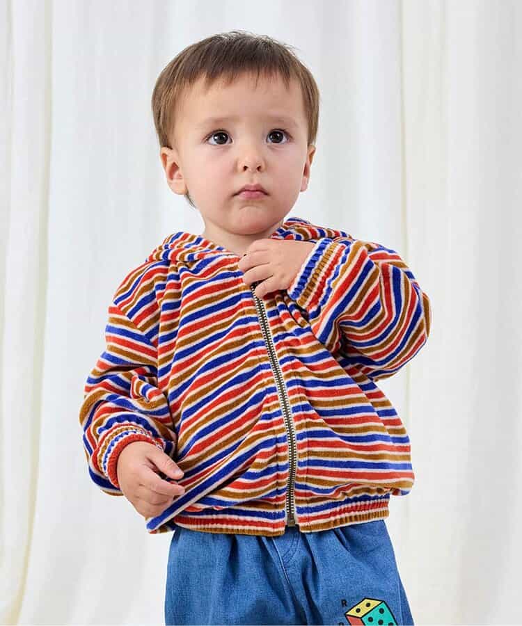 ストライプ柄羽織り フード有り【ベビー】