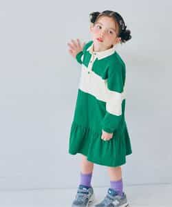 春色の切替ラガー裾フリルワンピース リンク