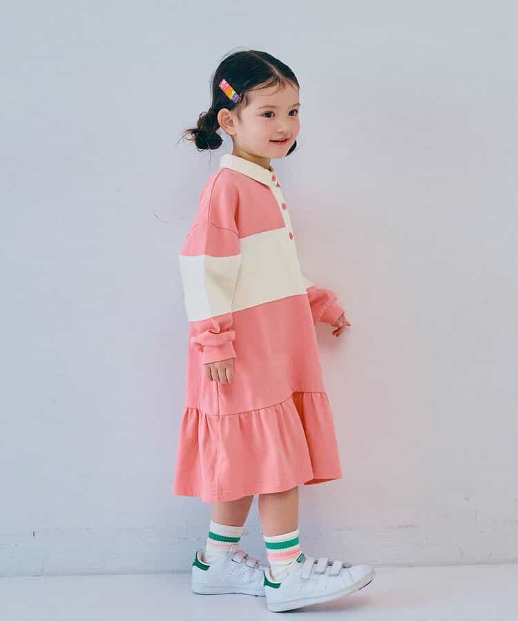 春色の切替ラガー裾フリルワンピース リンク