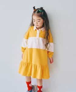 春色の切替ラガー裾フリルワンピース リンク