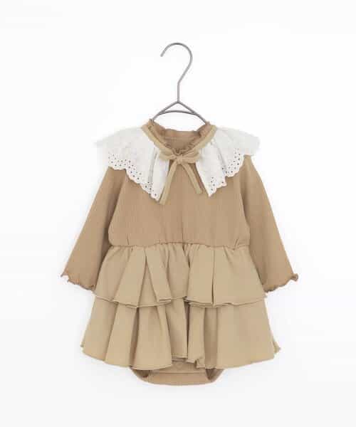 おめかしフリルワンピースロンパス＆レースつけ衿セット_フォーマル対応