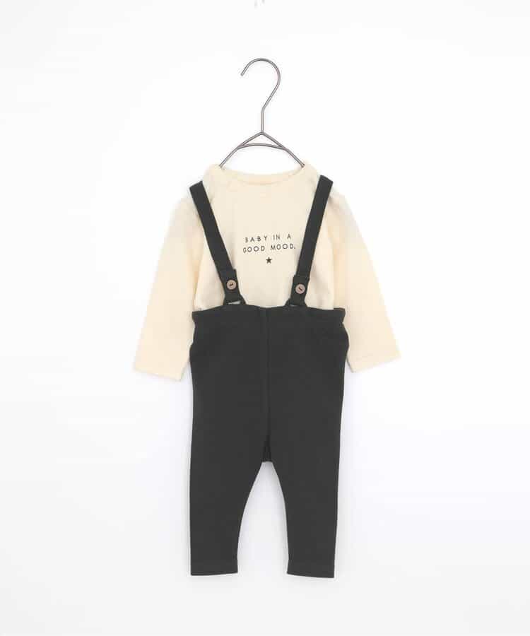 ★SALE★ベビーサスペンダーパンツ＆シンプルロゴロンパスセット