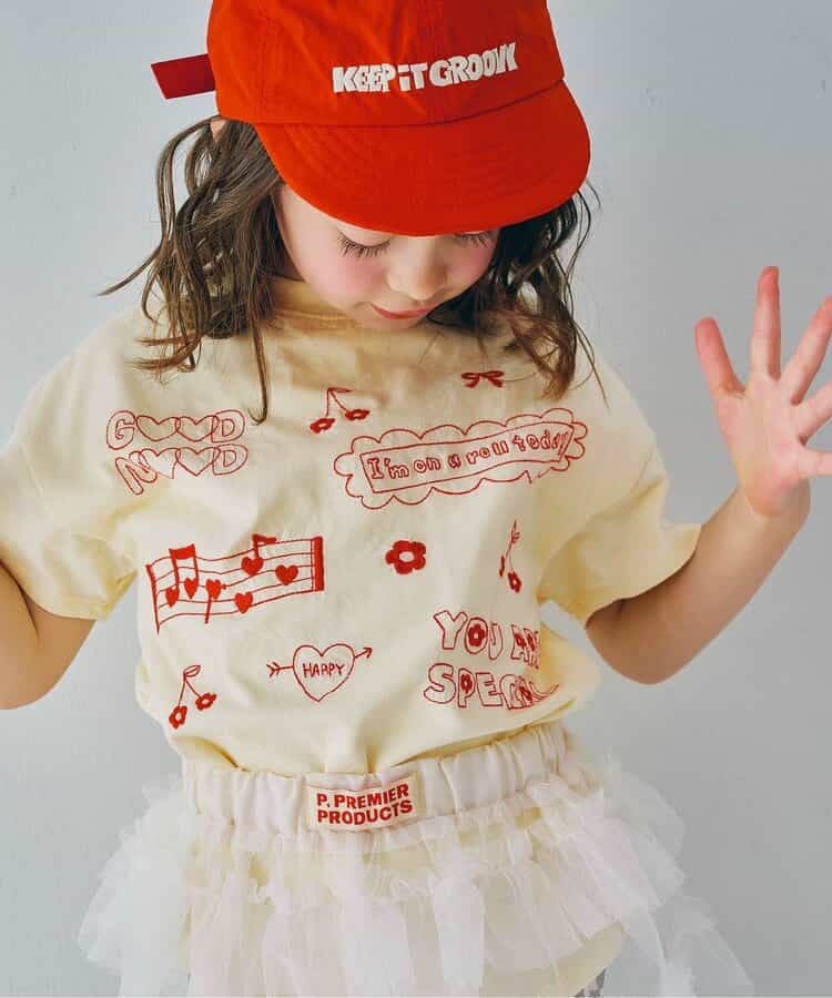 モチーフ刺繍Tシャツ