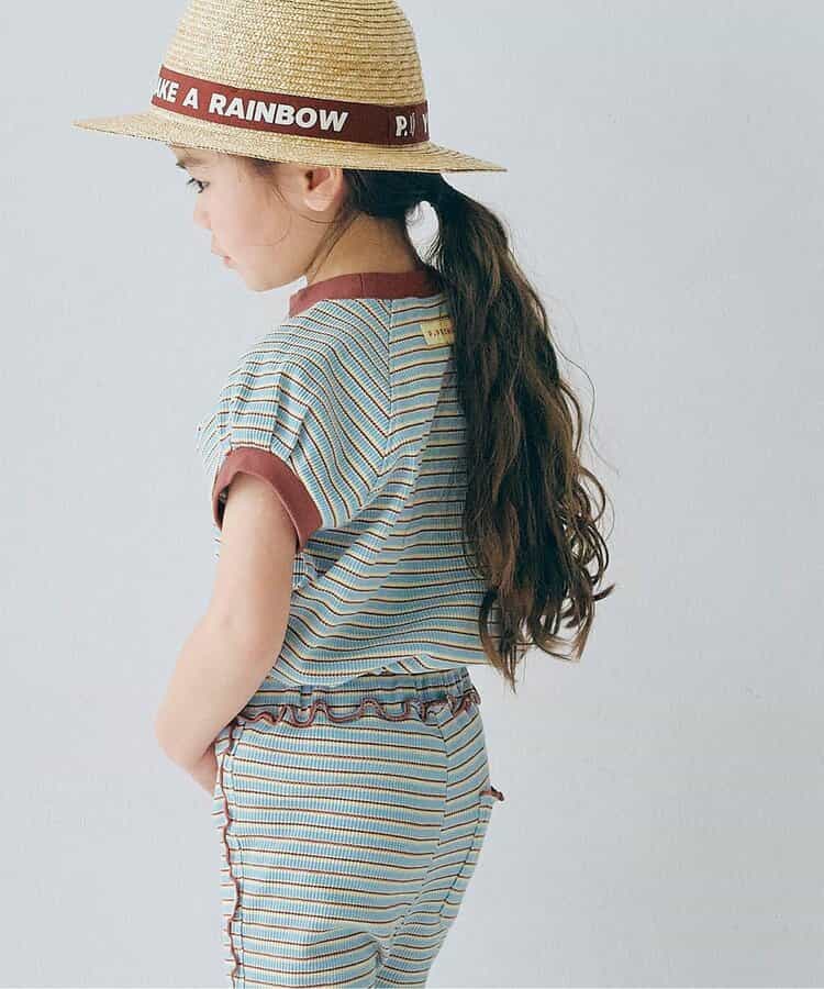 先染めボーダーワッフルトップス リンク セットアップ可