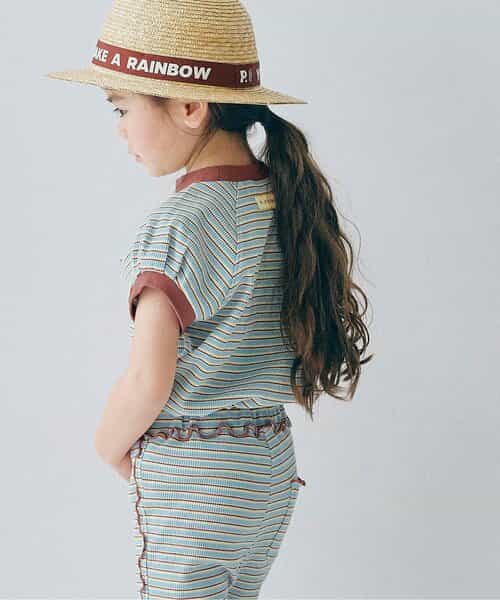 先染めボーダーワッフルトップス リンク セットアップ可