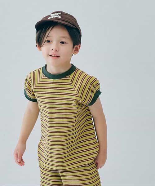 先染めボーダーワッフルトップス リンク セットアップ可