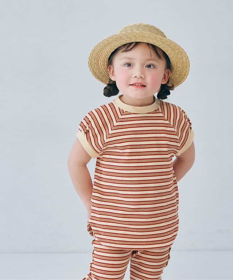 先染めボーダーワッフルトップス リンク セットアップ可