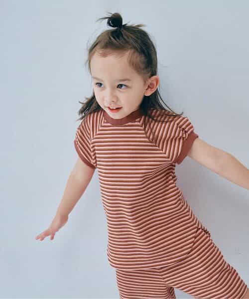 先染めボーダーワッフルトップス リンク セットアップ可