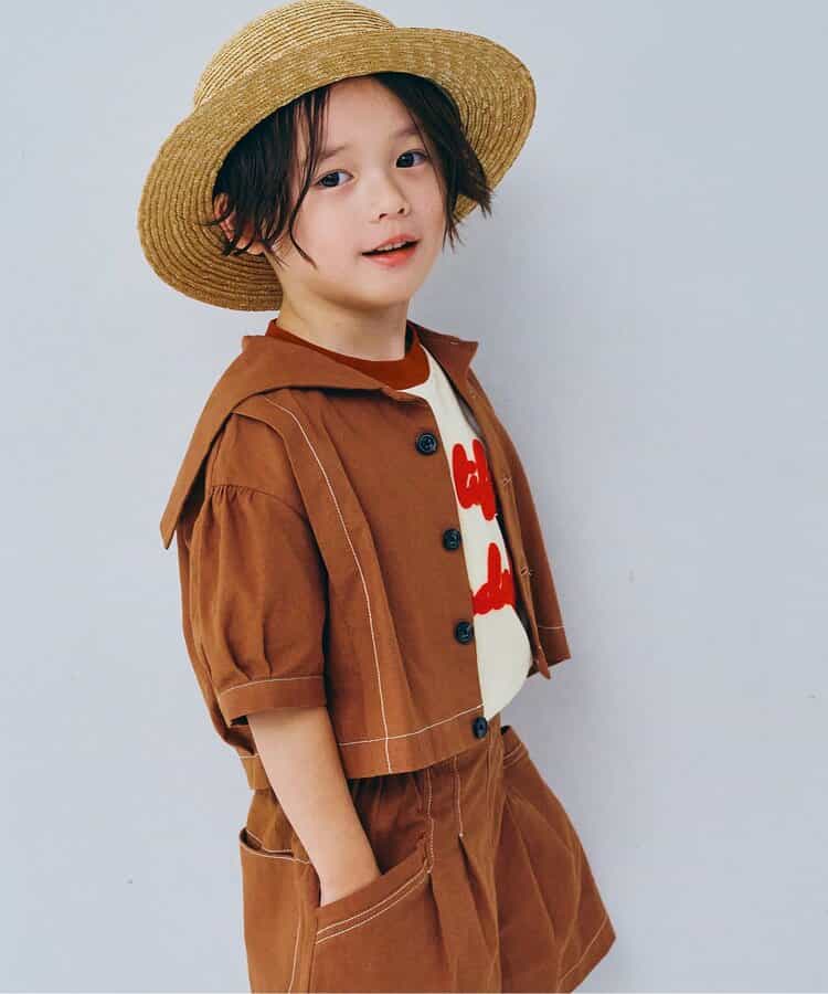 セーラー衿の半袖クロップドTシャツ リンク セットアップ可