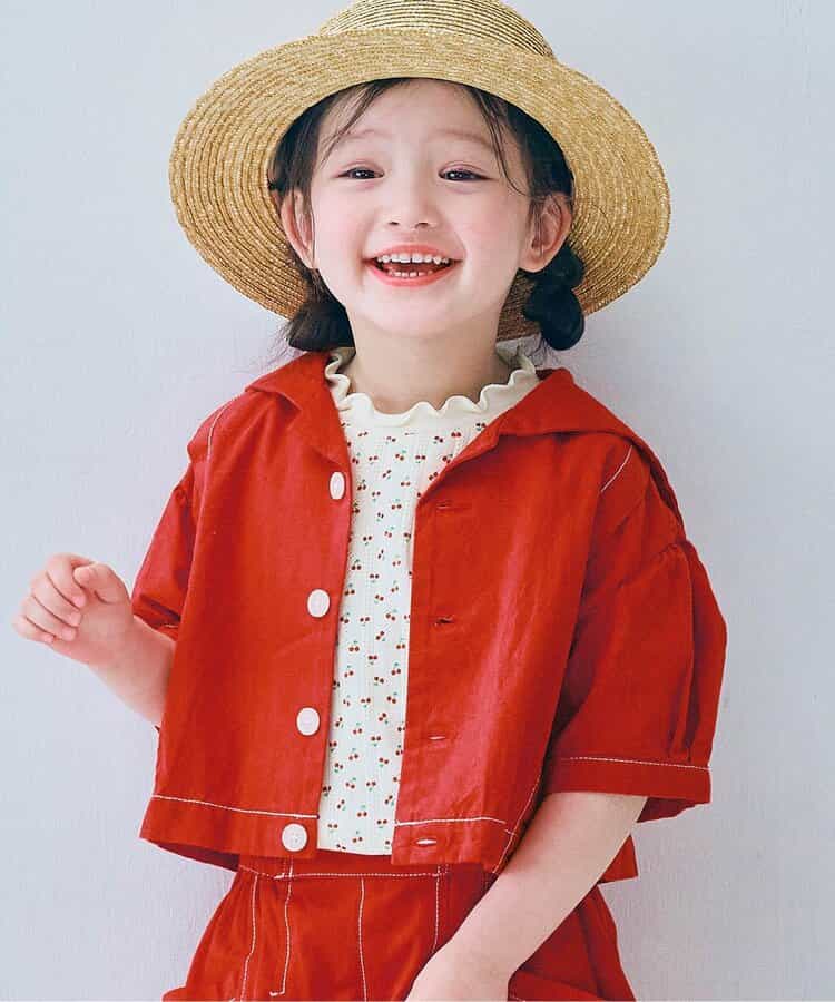 セーラー衿の半袖クロップドTシャツ リンク セットアップ可