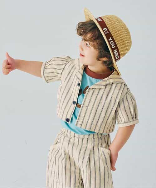 セーラー衿の半袖クロップドTシャツ リンク セットアップ可