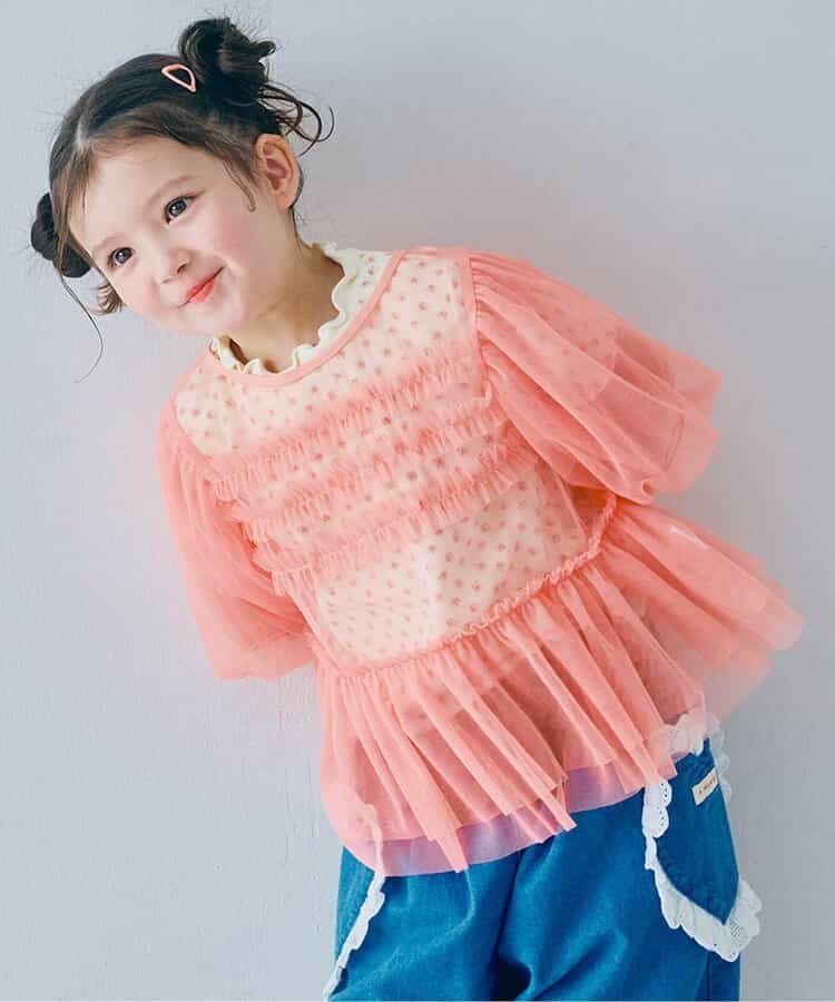 チュールパフスリーブオーバートップス セットアップ可